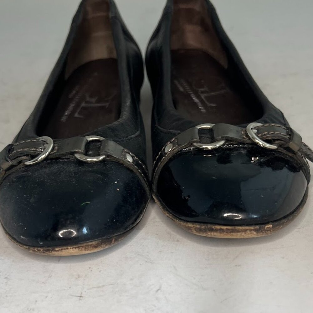 AGL Ballet Flats Cap Toe Black Leather Ballet Flats 35.5 - Picture 5 of 9